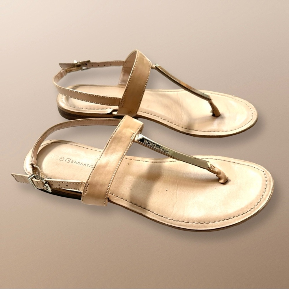 BCBGeneration Beige & Silver Sandals Size 7.5 - Picture 2 of 8